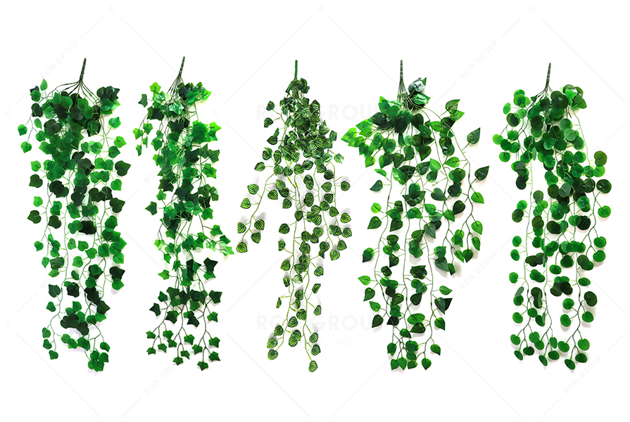 Hanging faux plants can create a more natural dining room environment